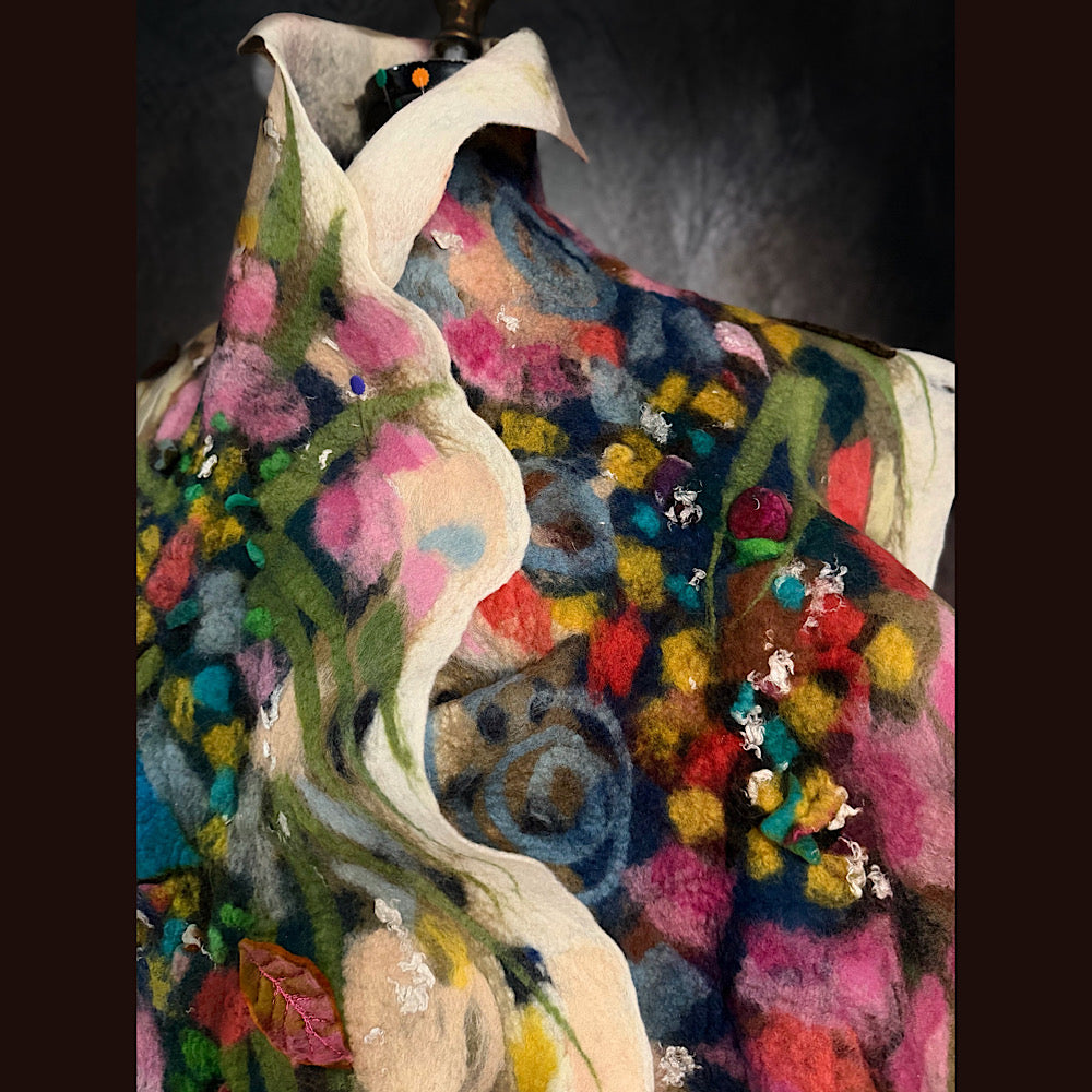 OOAK Handmade wool Felted Scarf 86” X 21”