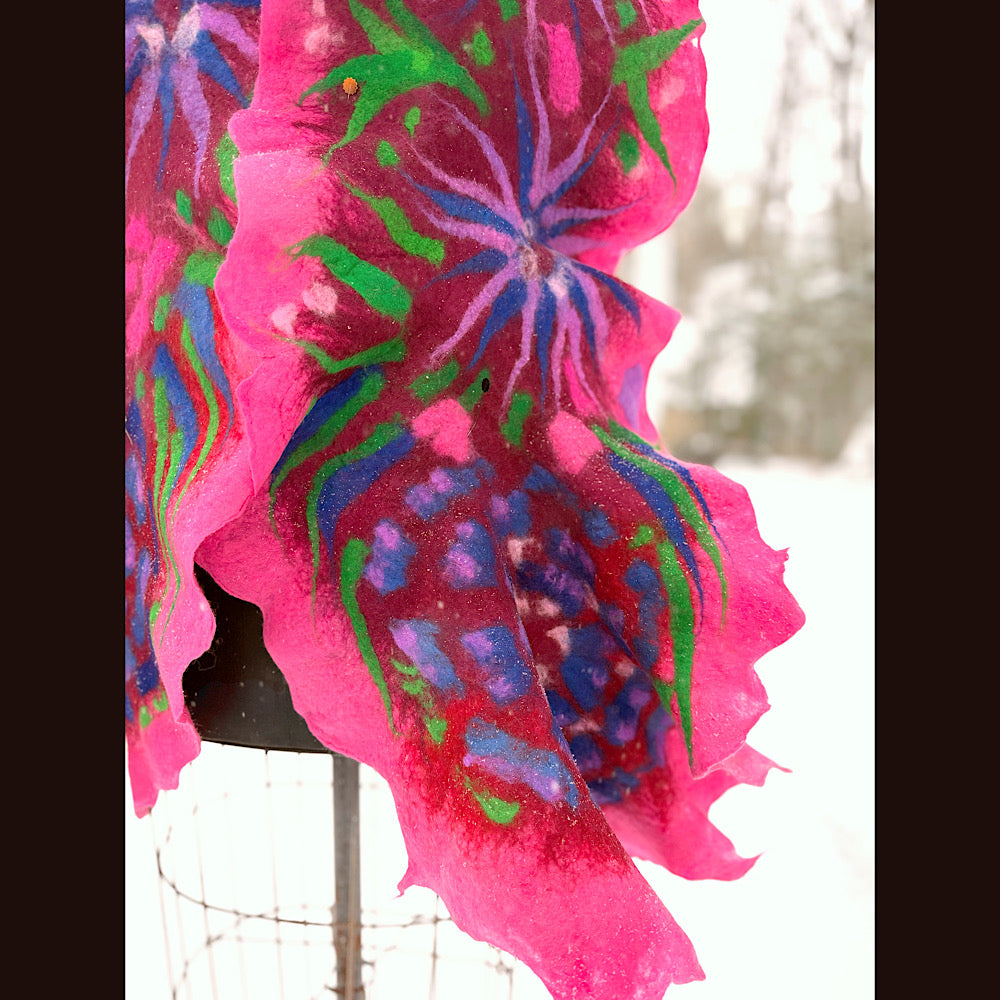 Handmade wool Felted Scarf 88” X 17”
