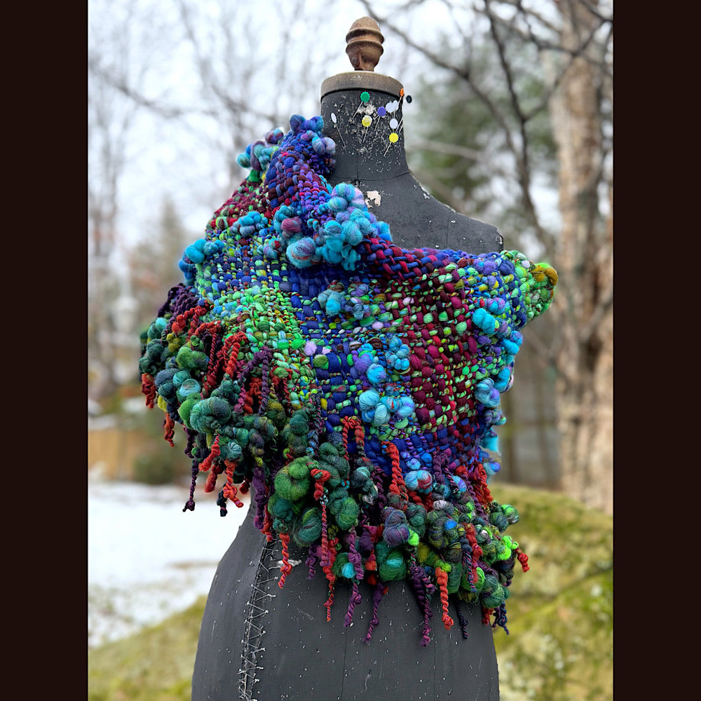 Handmade wool Woven Scarf 18”X 15.5”