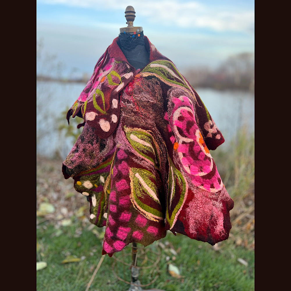 Felted floral capelet