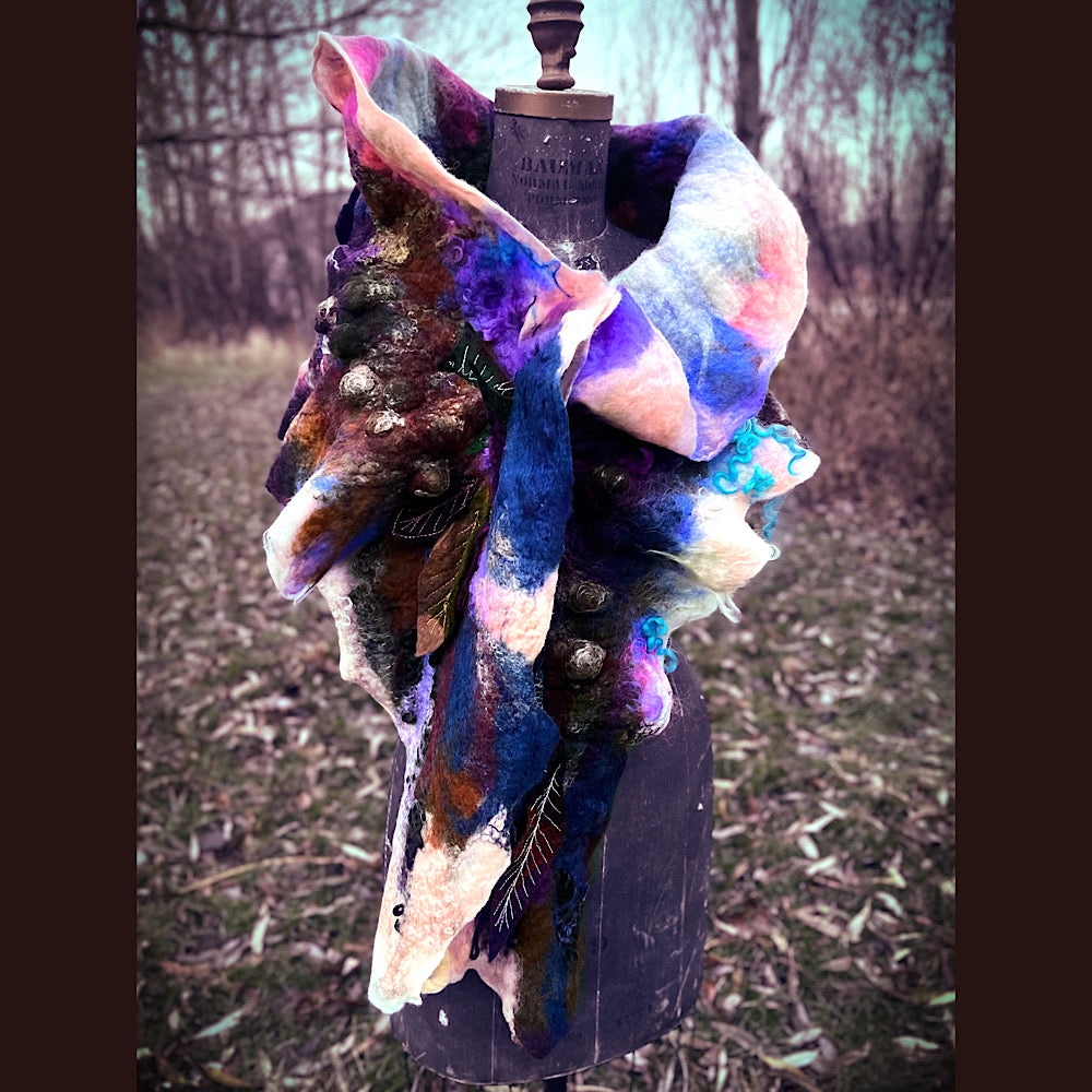 Soleil d’hiver felted scarf 75” X 18”