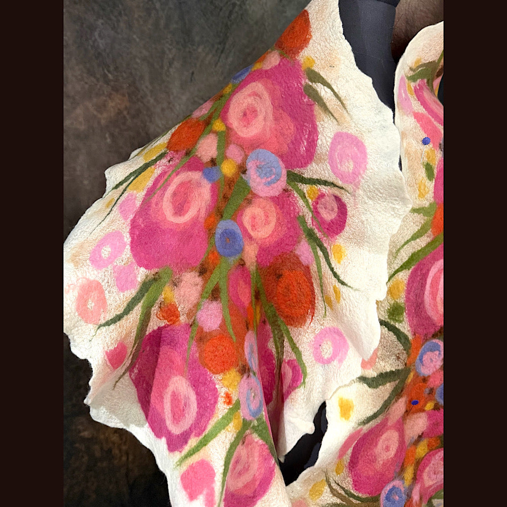 OOAK Handmade wool Felted Scarf 81” X 17” Original art work