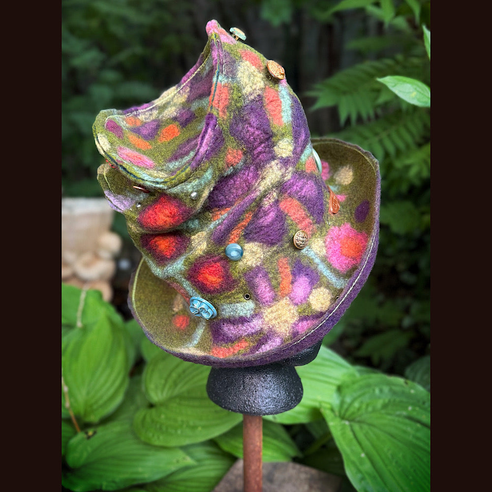 OOAK Handmade wool Felted hat 22” small