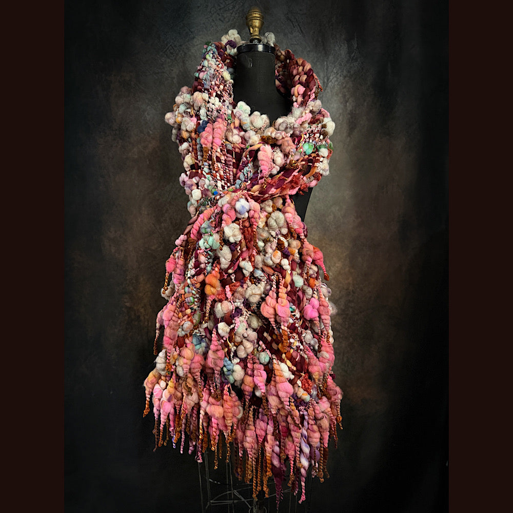 Handmade wool Woven Scarf 86” X 11”