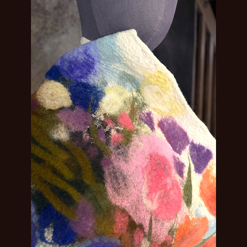 OOAK Handmade wool Felted Scarf 80” X 17” Original art work