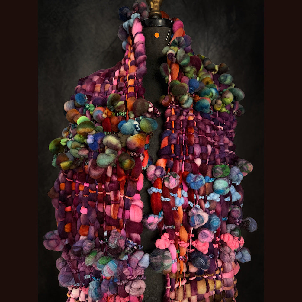 OOAK Handmade wool Woven Scarf 84” X 9”