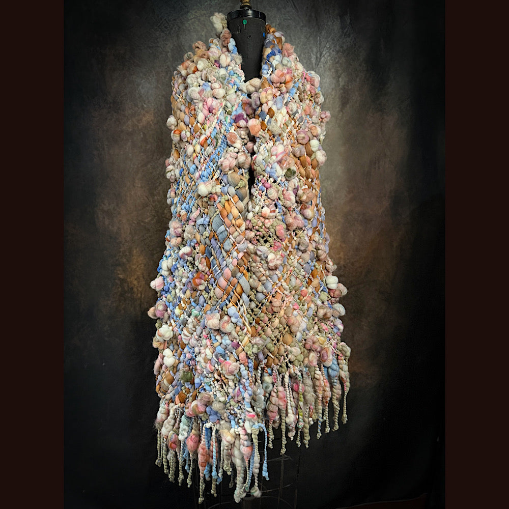 Handmade wool Woven Scarf 88” X 11”