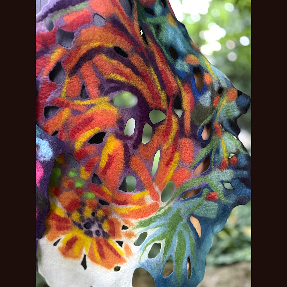 OOAK Handmade wool Felted Scarf 78” X 17” Original art work