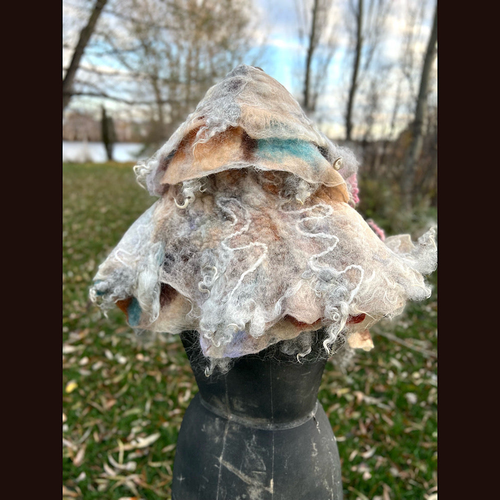 L’Esprit du bois 2024  felted shawl 72” X 22”