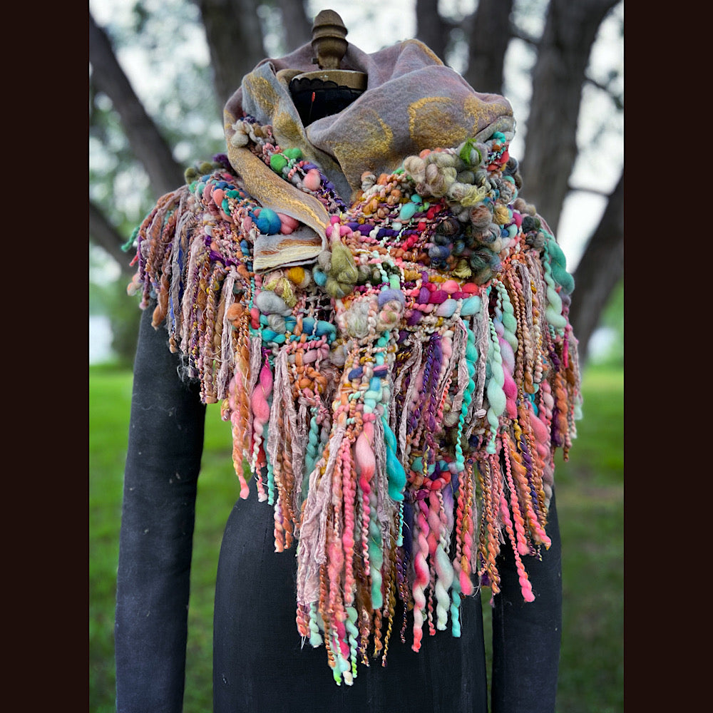 Woven shawl with hood 82” X 36”