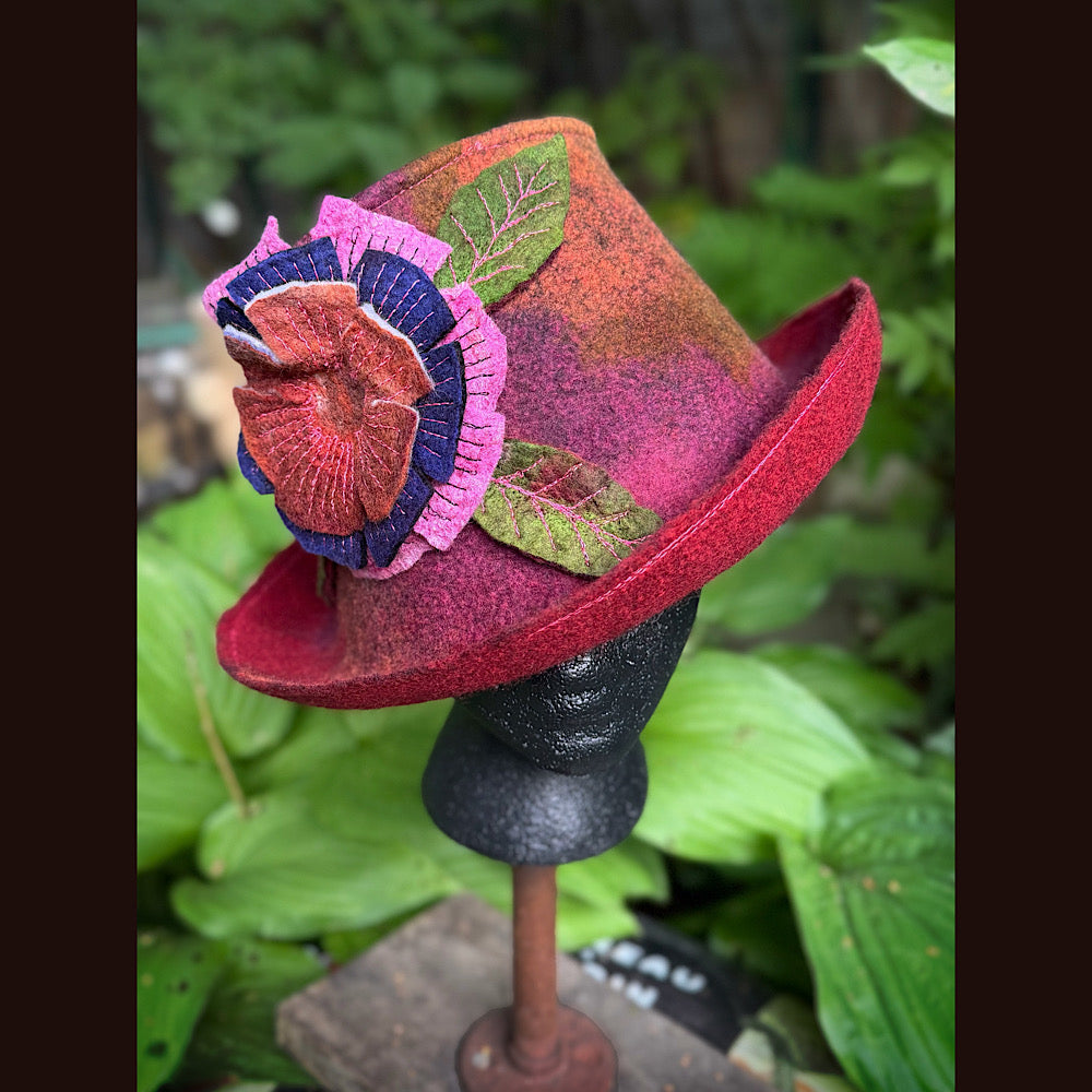 OOAK Handmade wool Felted hat 23.5” medium
