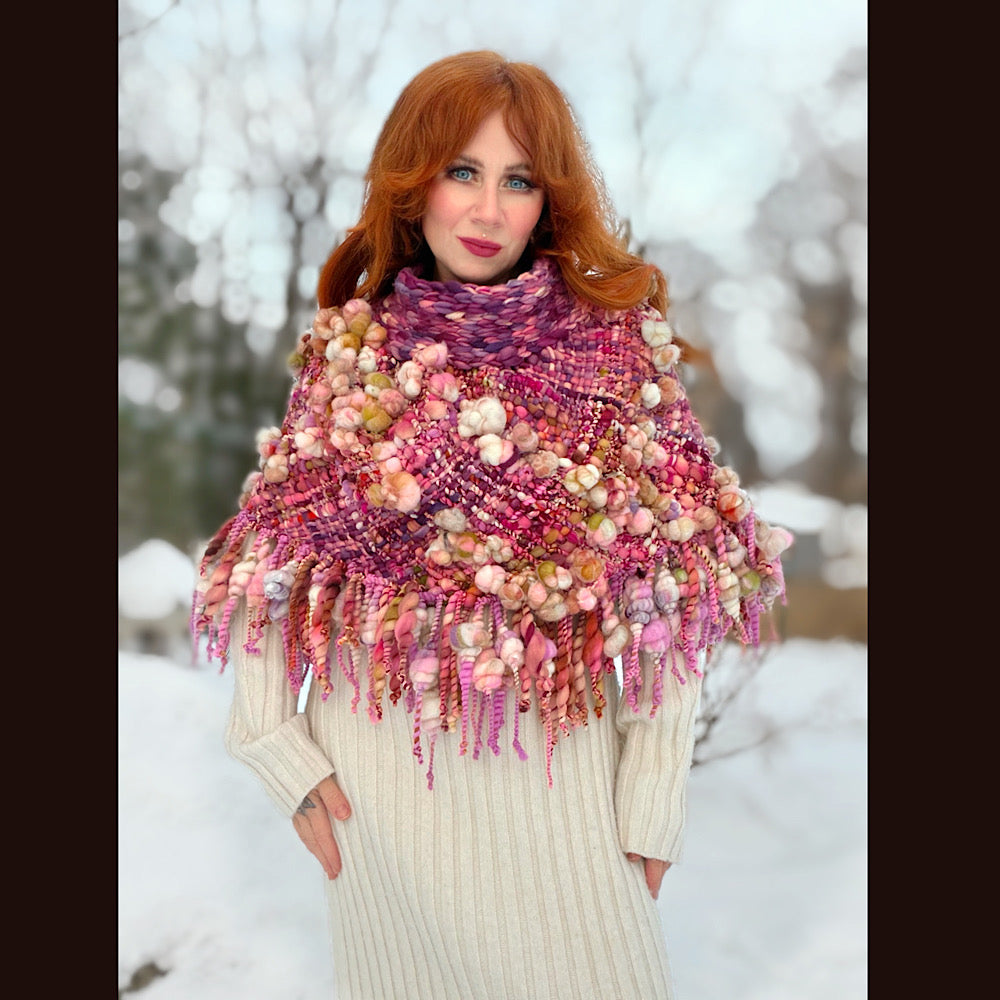 Handmade wool Woven Scarf shawlette 26”X  20” larger size