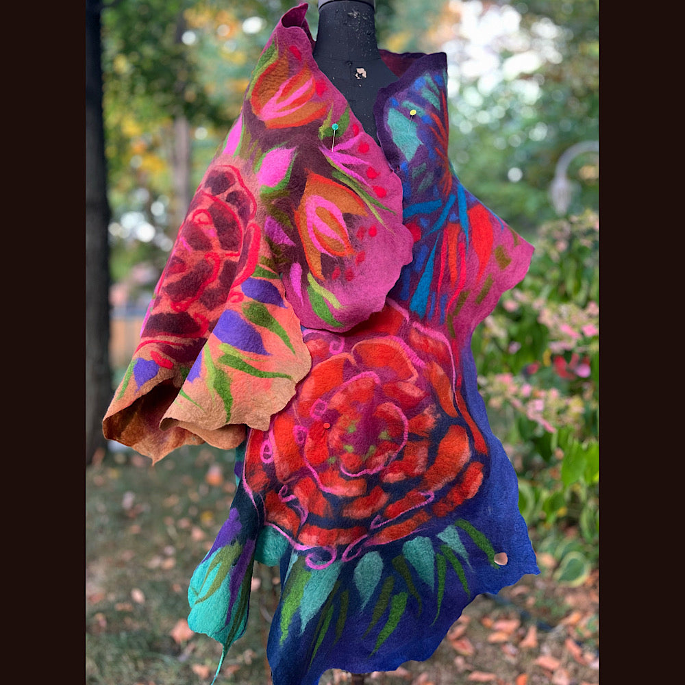 Handmade Felted Wool Scarf 74” X 29”