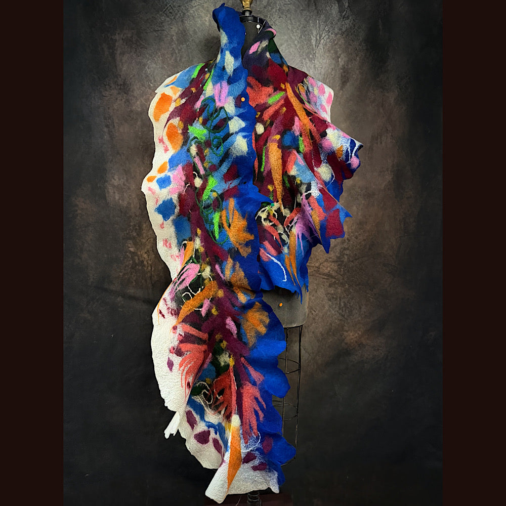 OOAK Handmade wool Felted Scarf 88” X 16”