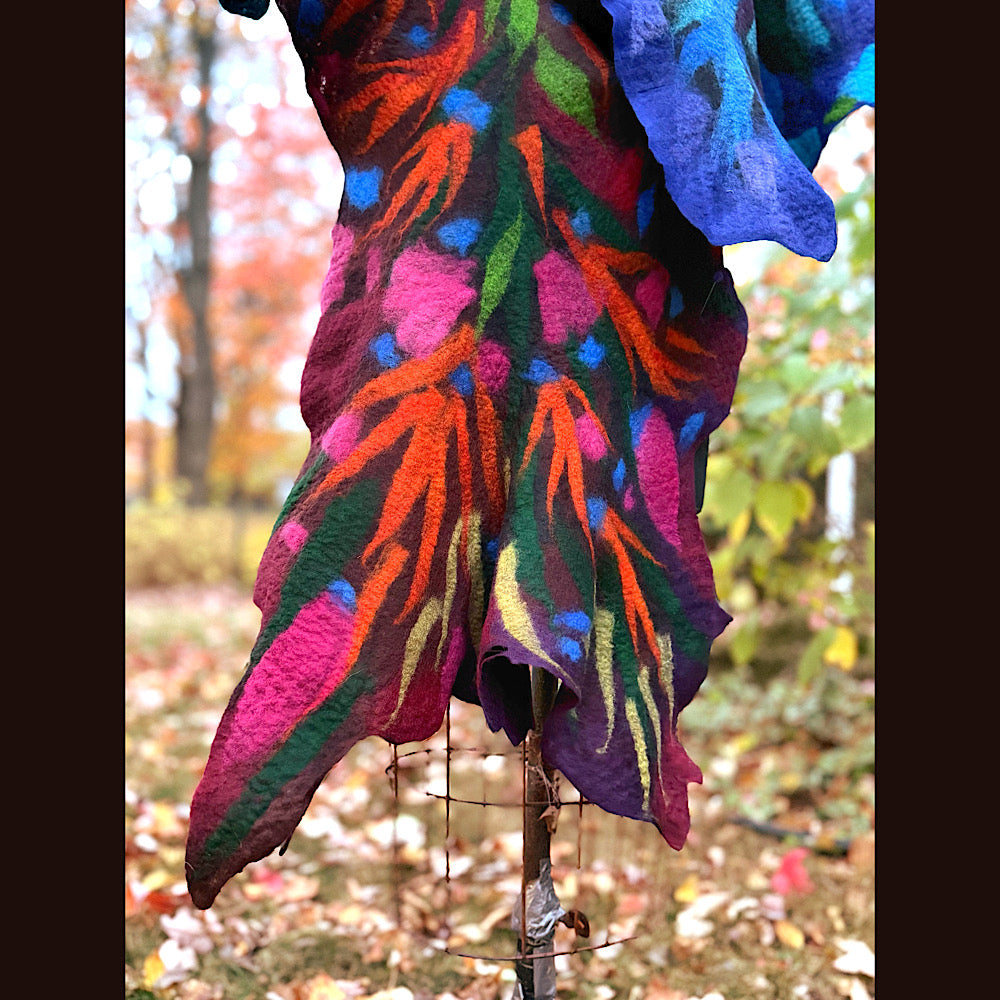 Handmade wool Felted Scarf 79” X 23”