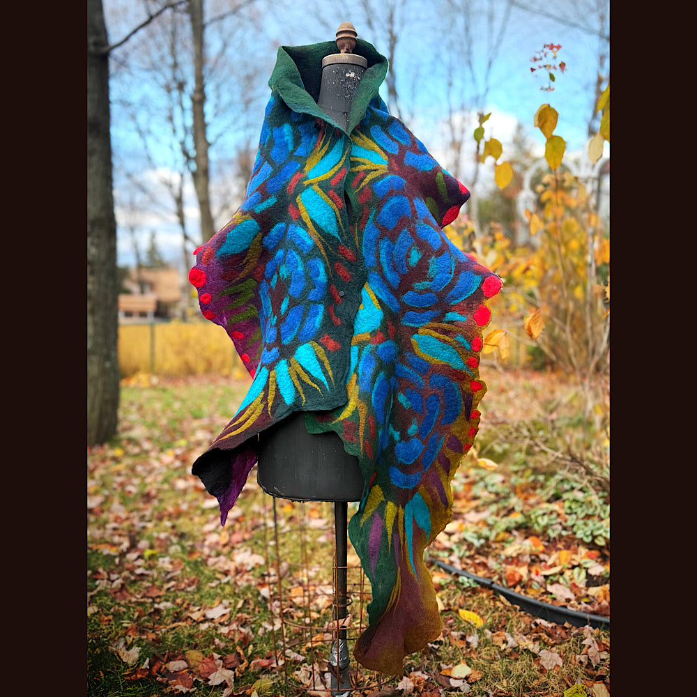 Handmade wool Felted Scarf 92” X 16”