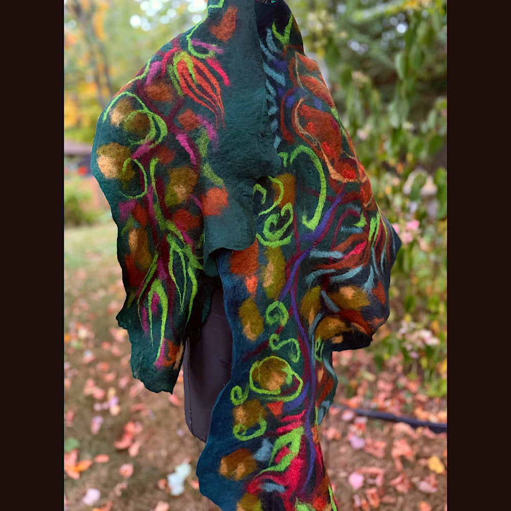 Handmade Felted Wool Scarf 85” X 21”