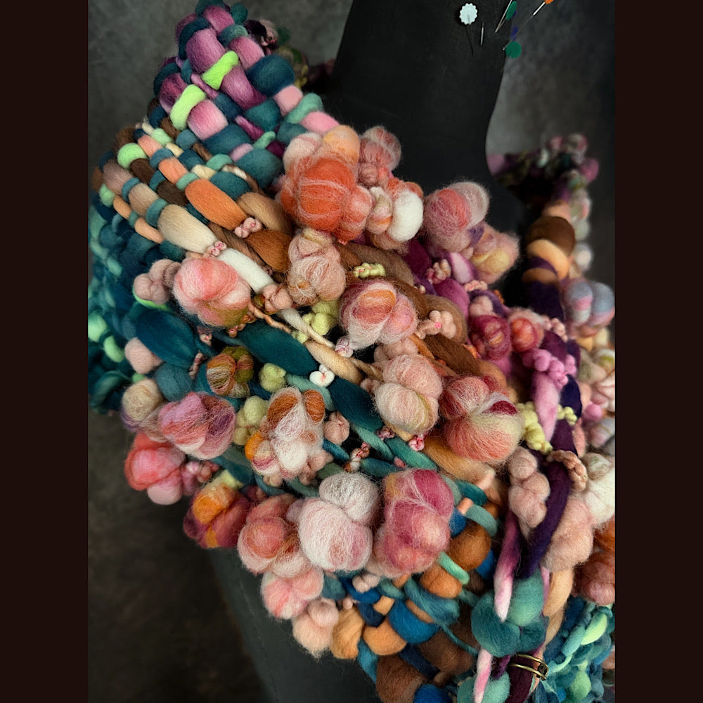 OOAK Handmade wool Woven Scarf 92” X 8”