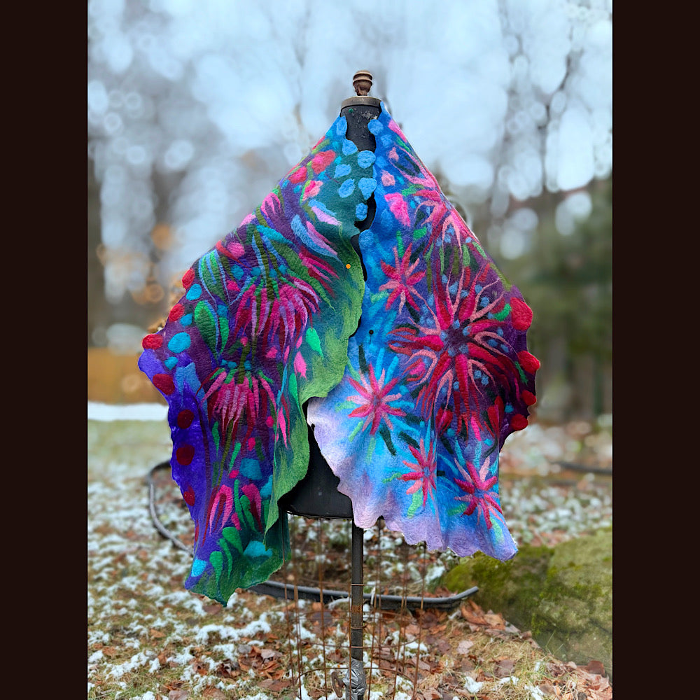 Handmade wool Felted Scarf 88” X 22”