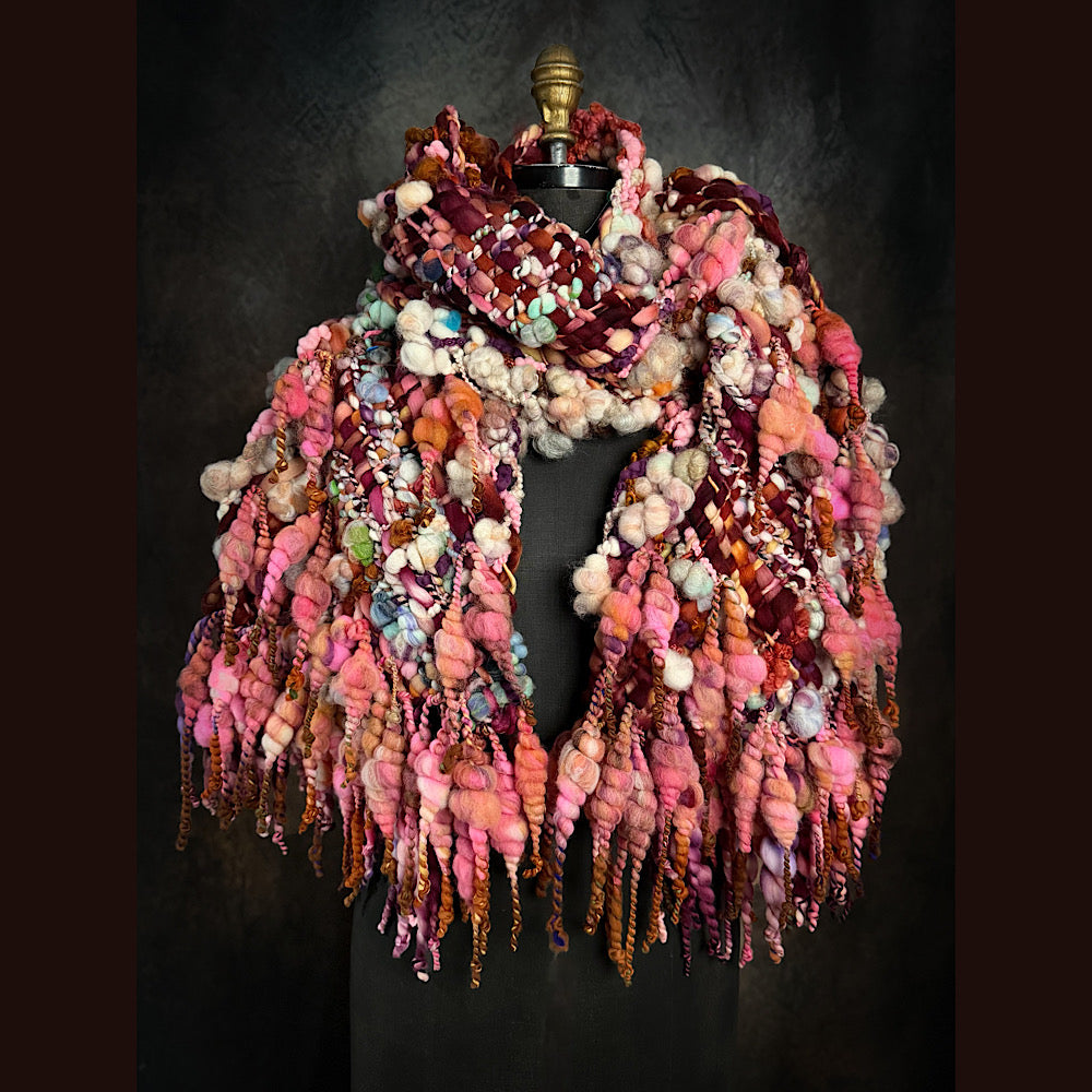 Handmade wool Woven Scarf 86” X 11”