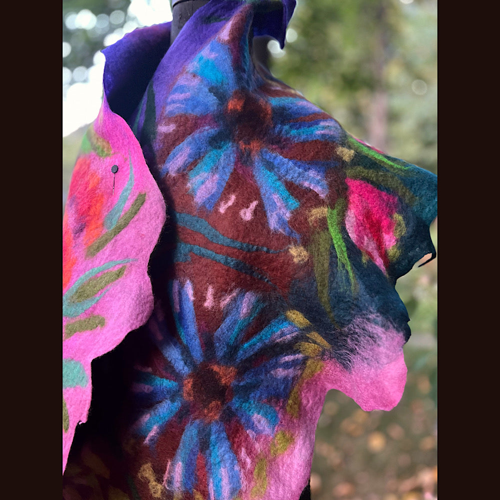 Handmade Felted wool Scarf 86” X 26”