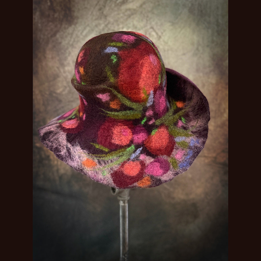 OOAK Handmade wool Felted hat 22” small