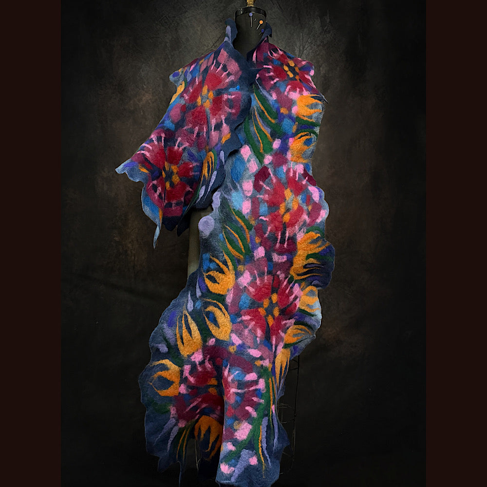 OOAK Handmade wool Felted Scarf 84” X 17”