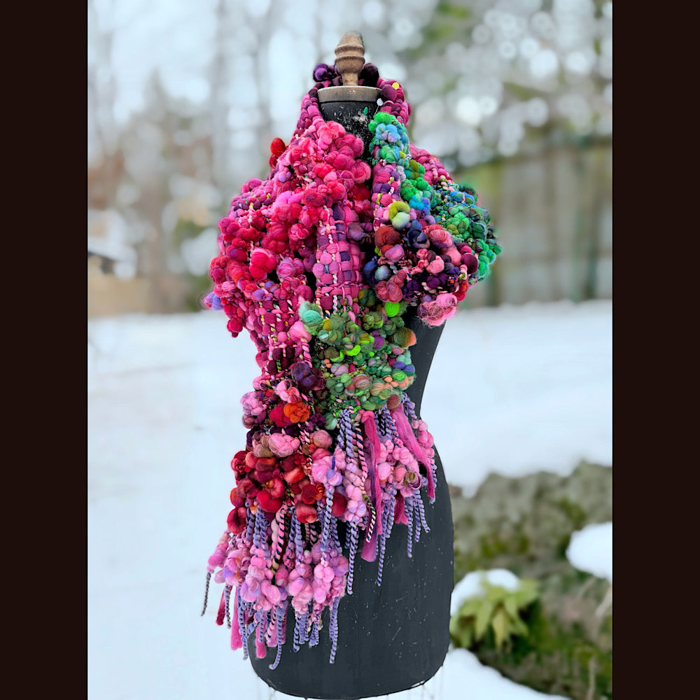 Handmade wool Woven Scarf 88” X 7”