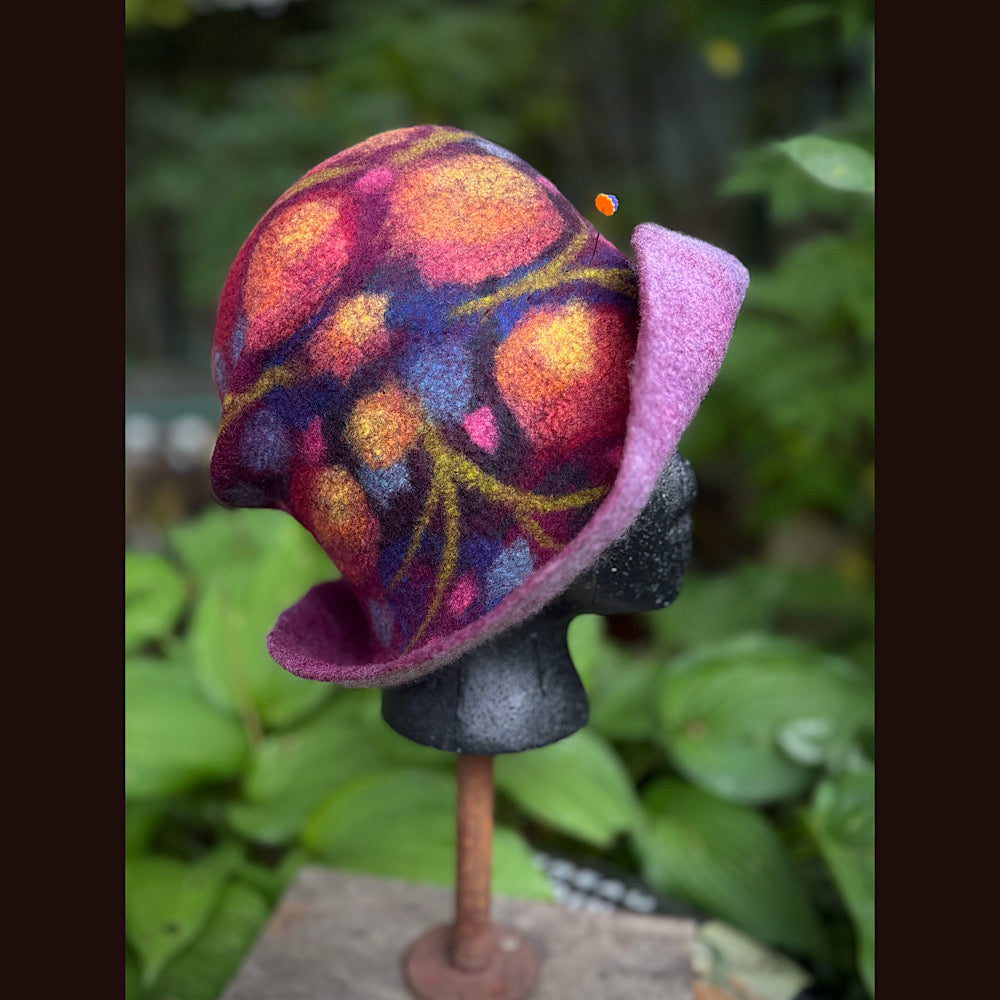 OOAK Handmade wool Felted hat 23.5” medium