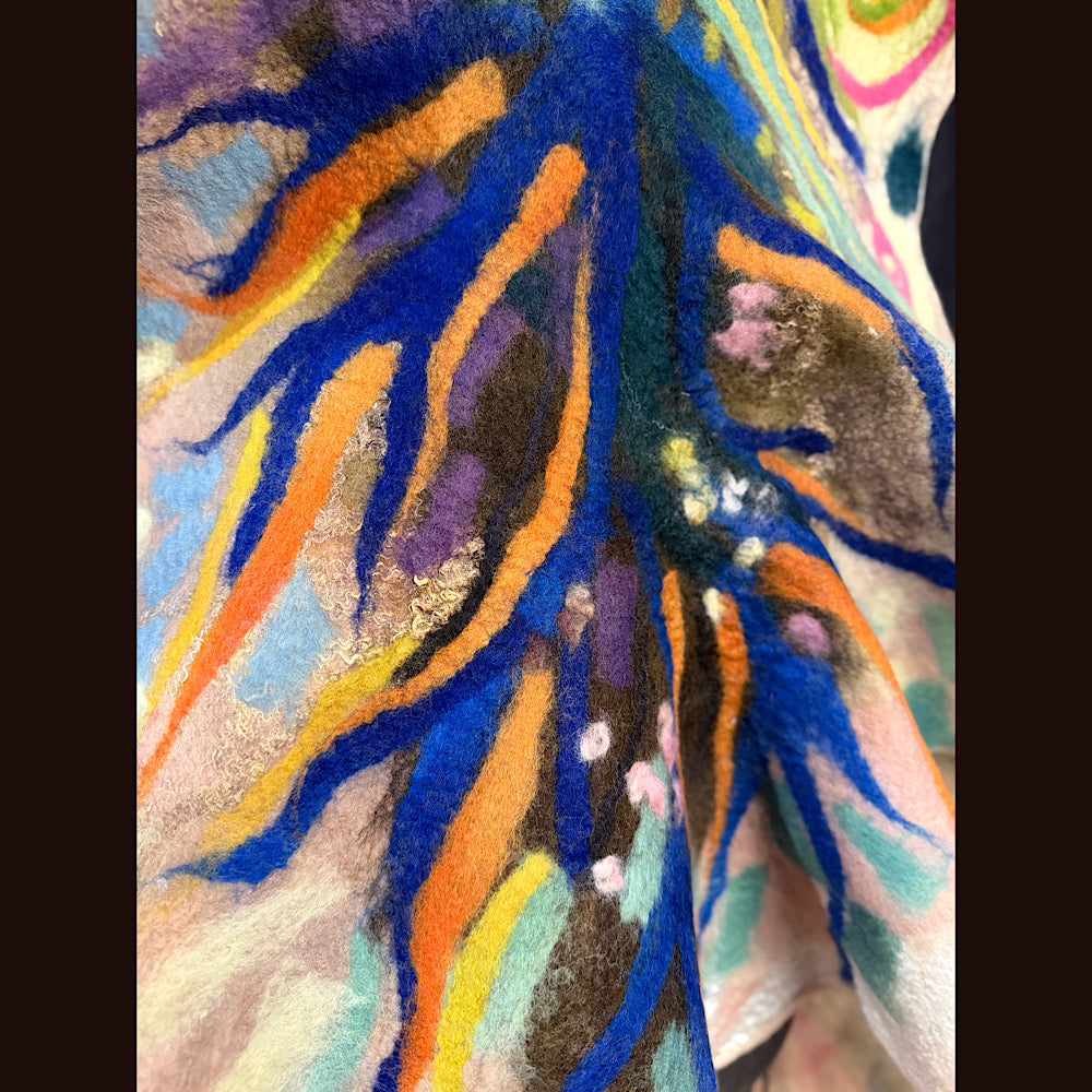 OOAK Handmade wool Felted Scarf 84” X 18”