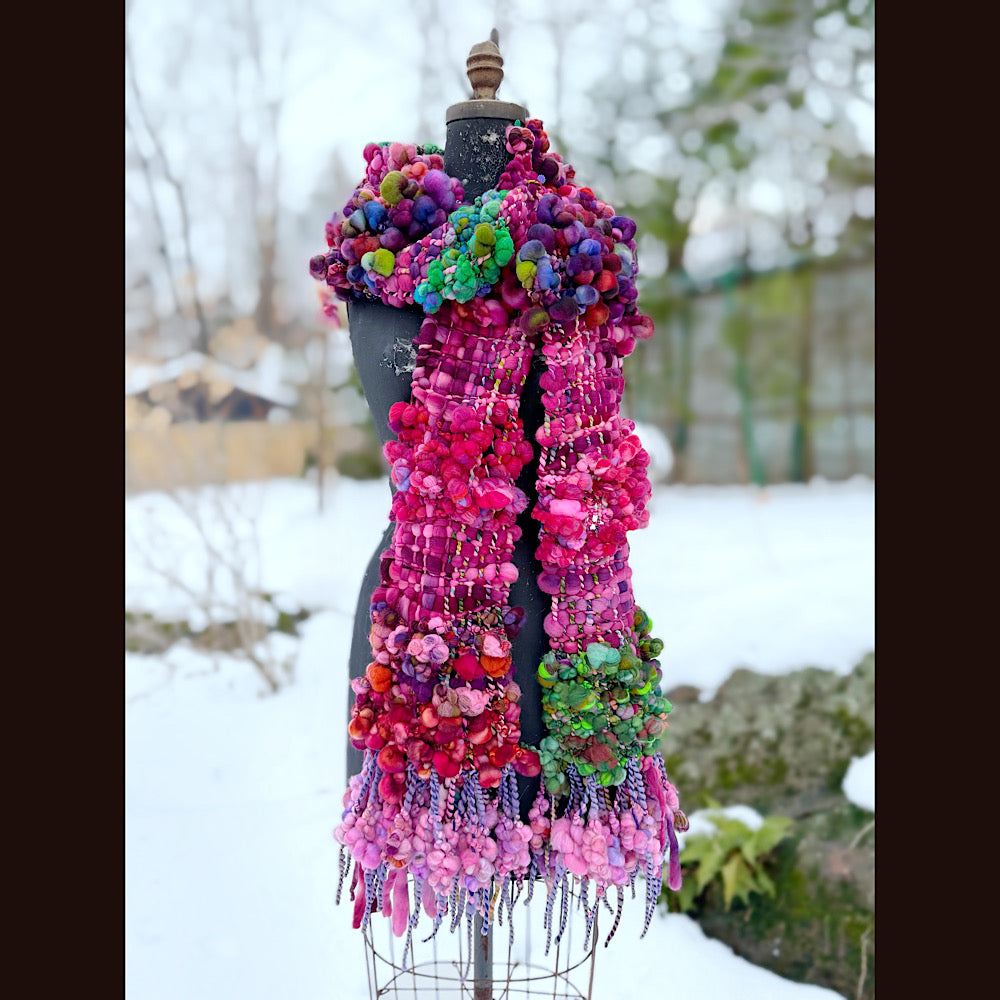 Handmade wool Woven Scarf 88” X 7”