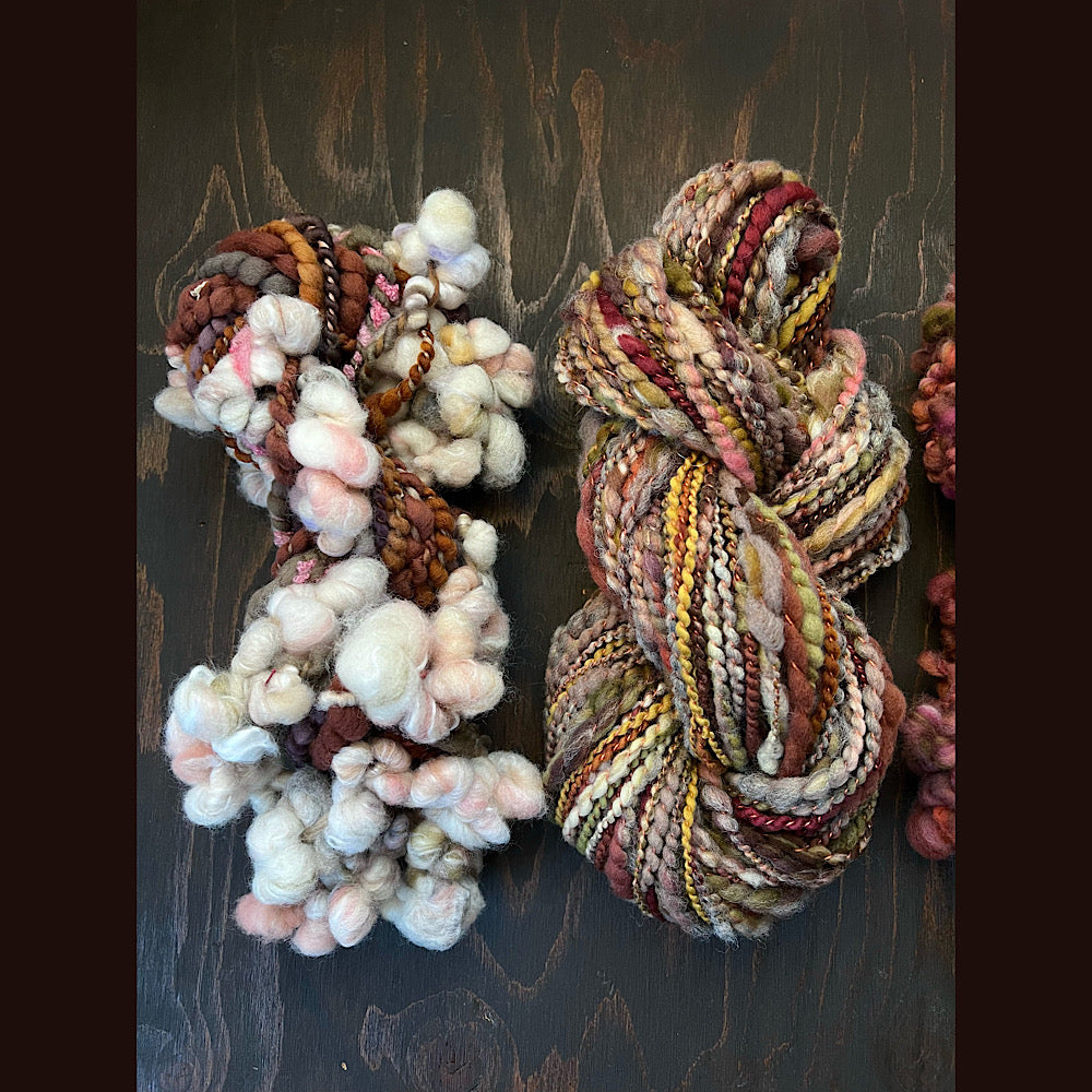 Large lot of art yarns for weaving 9.1 OZ