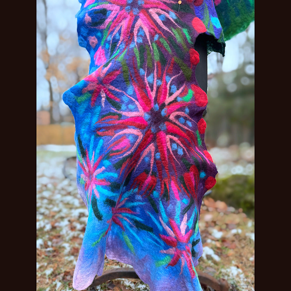 Handmade wool Felted Scarf 88” X 22”