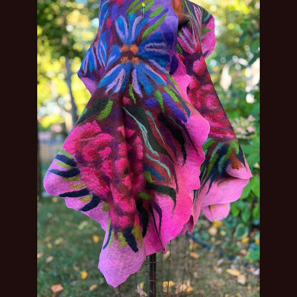 Handmade Felted wool Scarf 82” X 24”