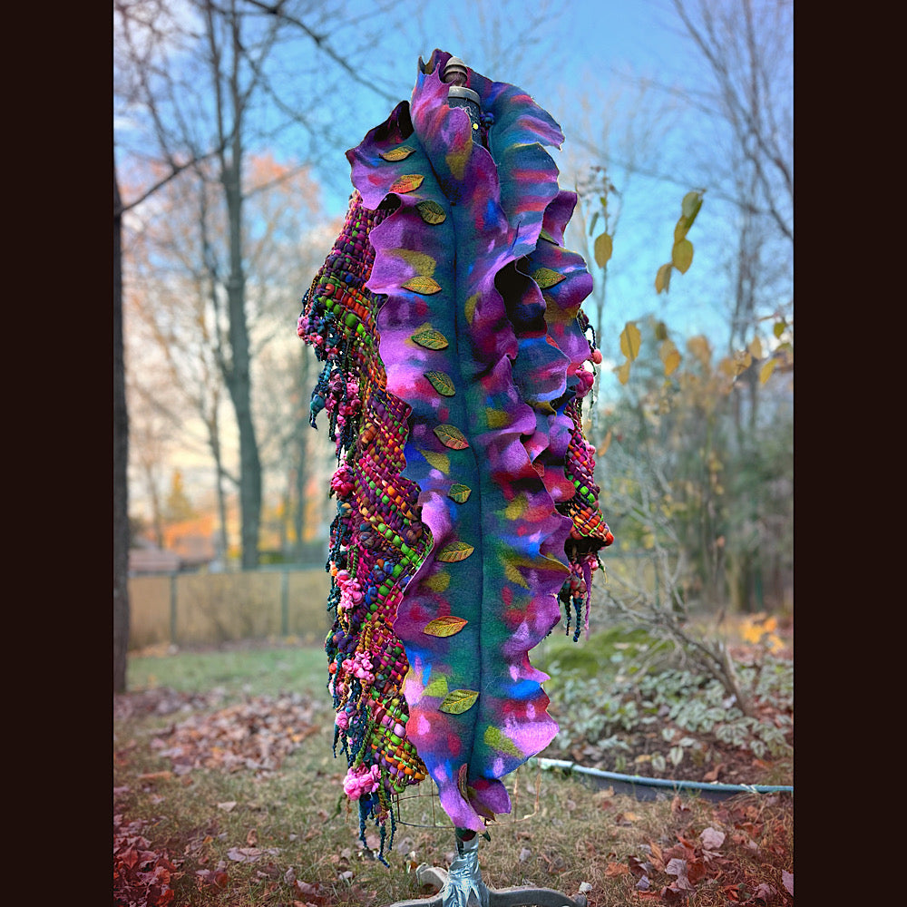 Handmade wool Felted Scarf 90” X 16”