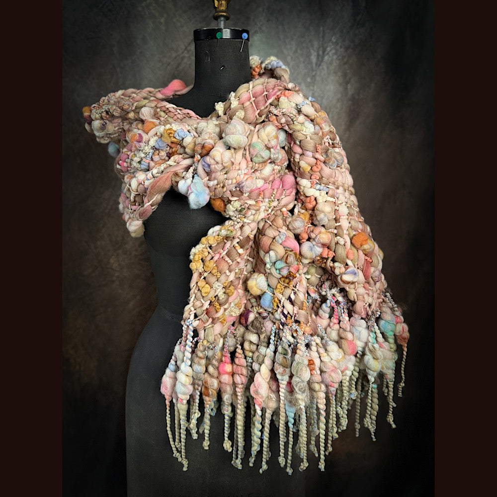 Handmade wool Woven Scarf 90” X 11”