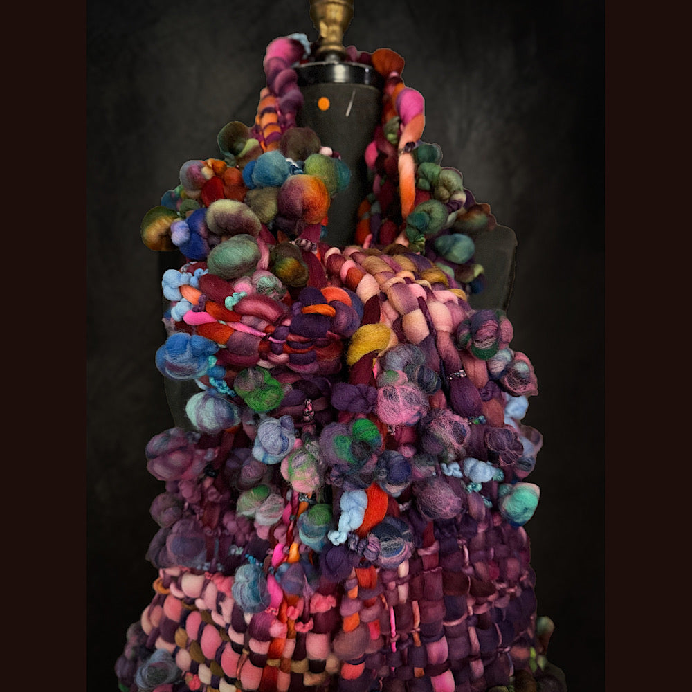 OOAK Handmade wool Woven Scarf 84” X 9”