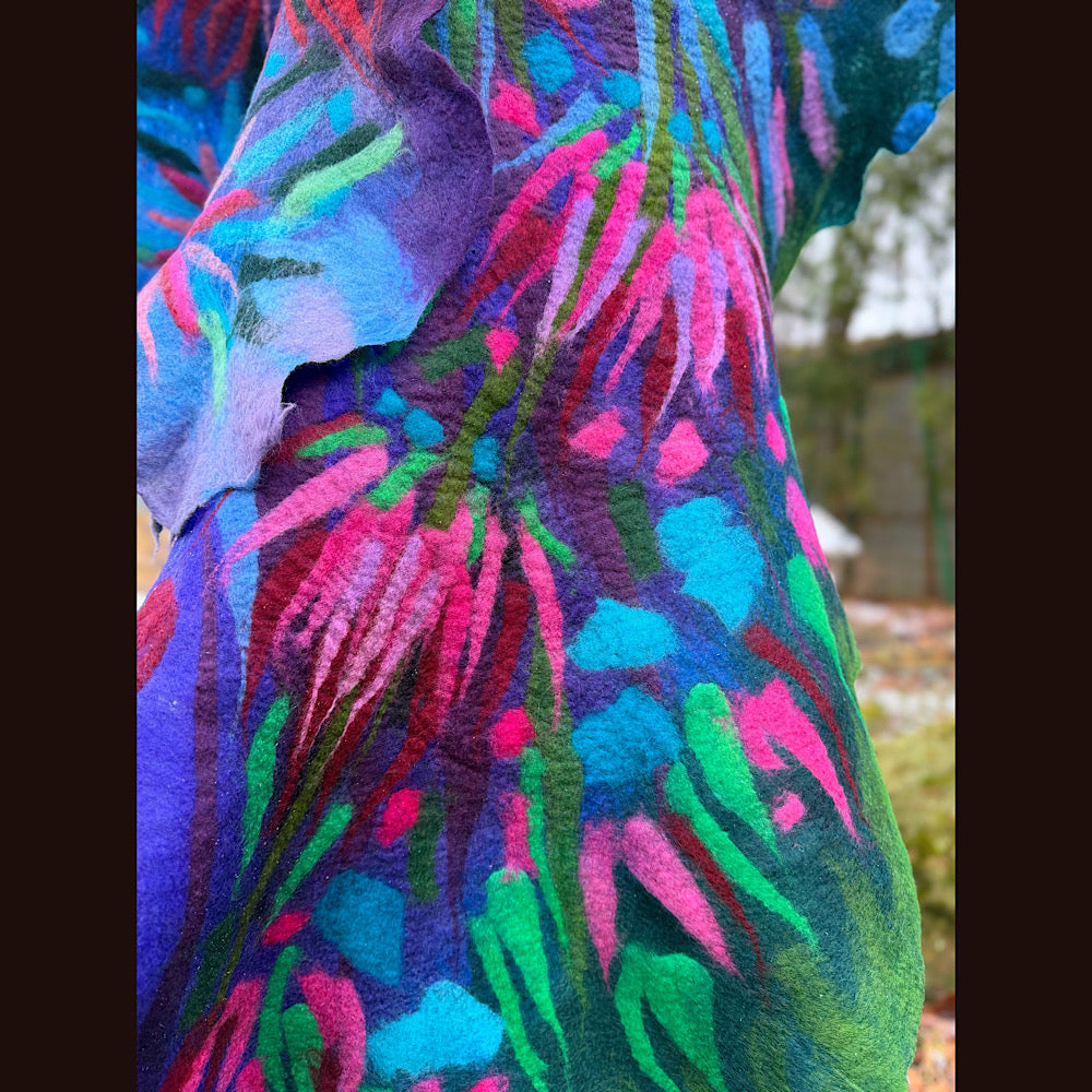 Handmade wool Felted Scarf 88” X 22”