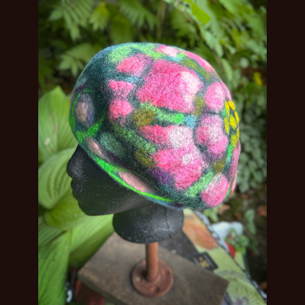 OOAK Handmade wool Felted beret 22” small