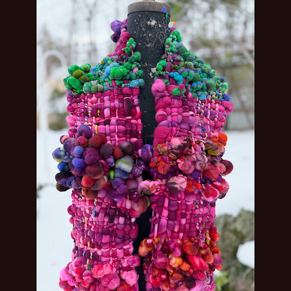 Handmade wool Woven Scarf 88” X 7”