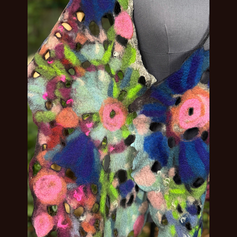 OOAK Handmade wool Felted Scarf 90” X 17”Original art work