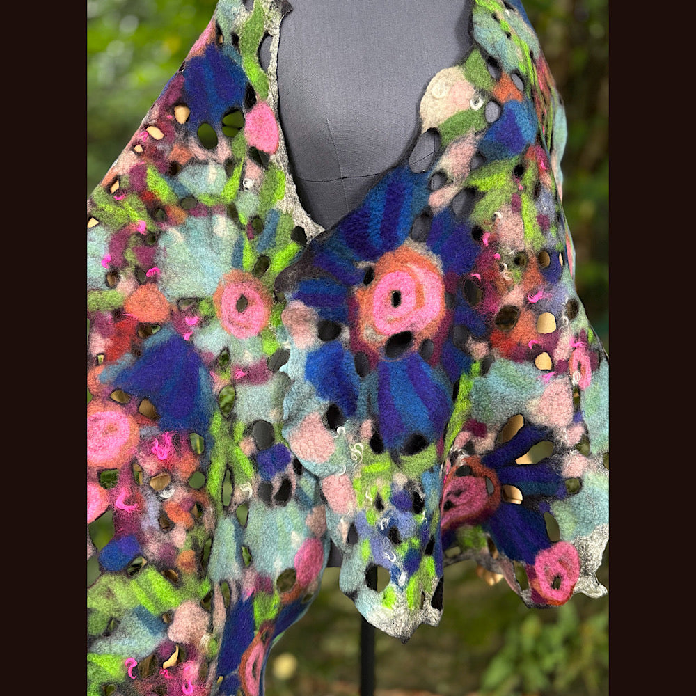 OOAK Handmade wool Felted Scarf 90” X 17”Original art work