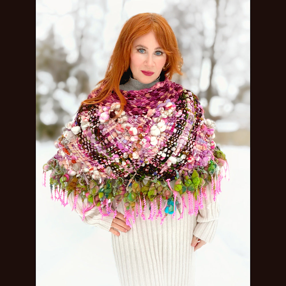 Handmade wool Woven Scarf shawlette 26”X  20” larger size