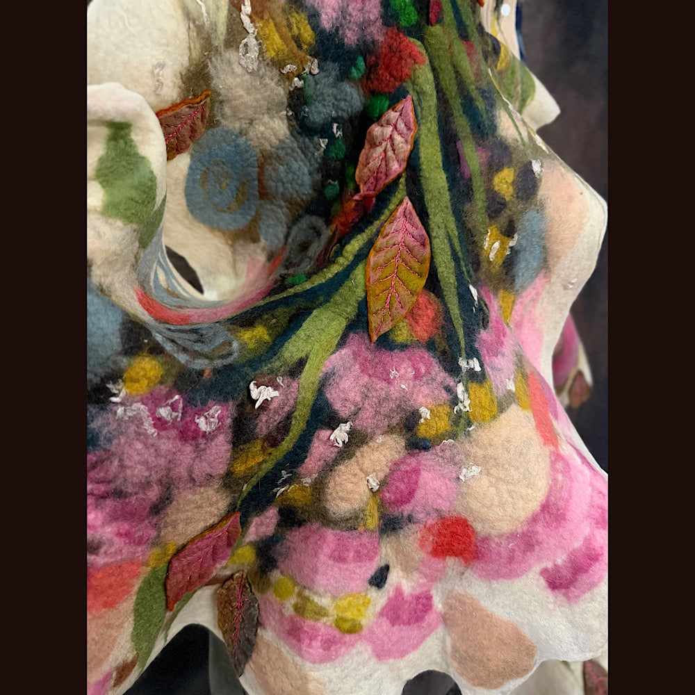OOAK Handmade wool Felted Scarf 86” X 21”