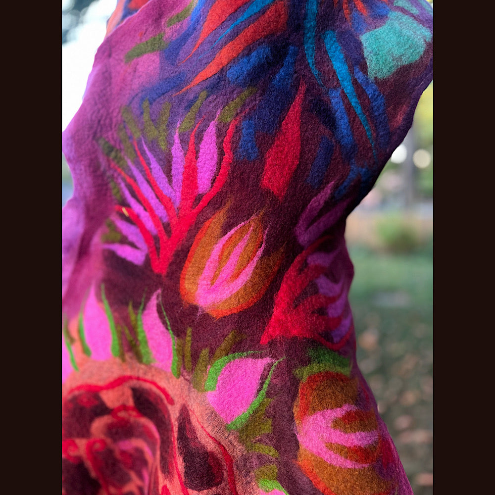 Handmade Felted Wool Scarf 74” X 29”