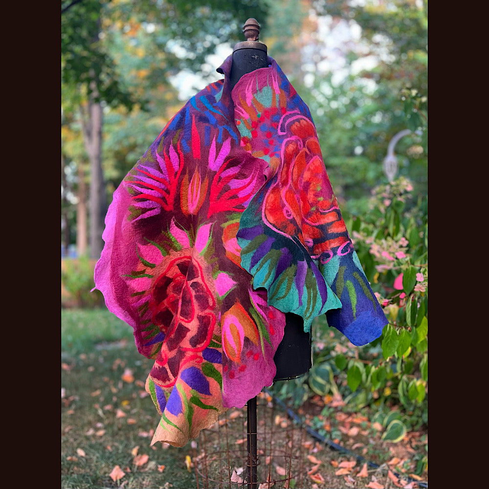 Handmade Felted Wool Scarf 74” X 29”