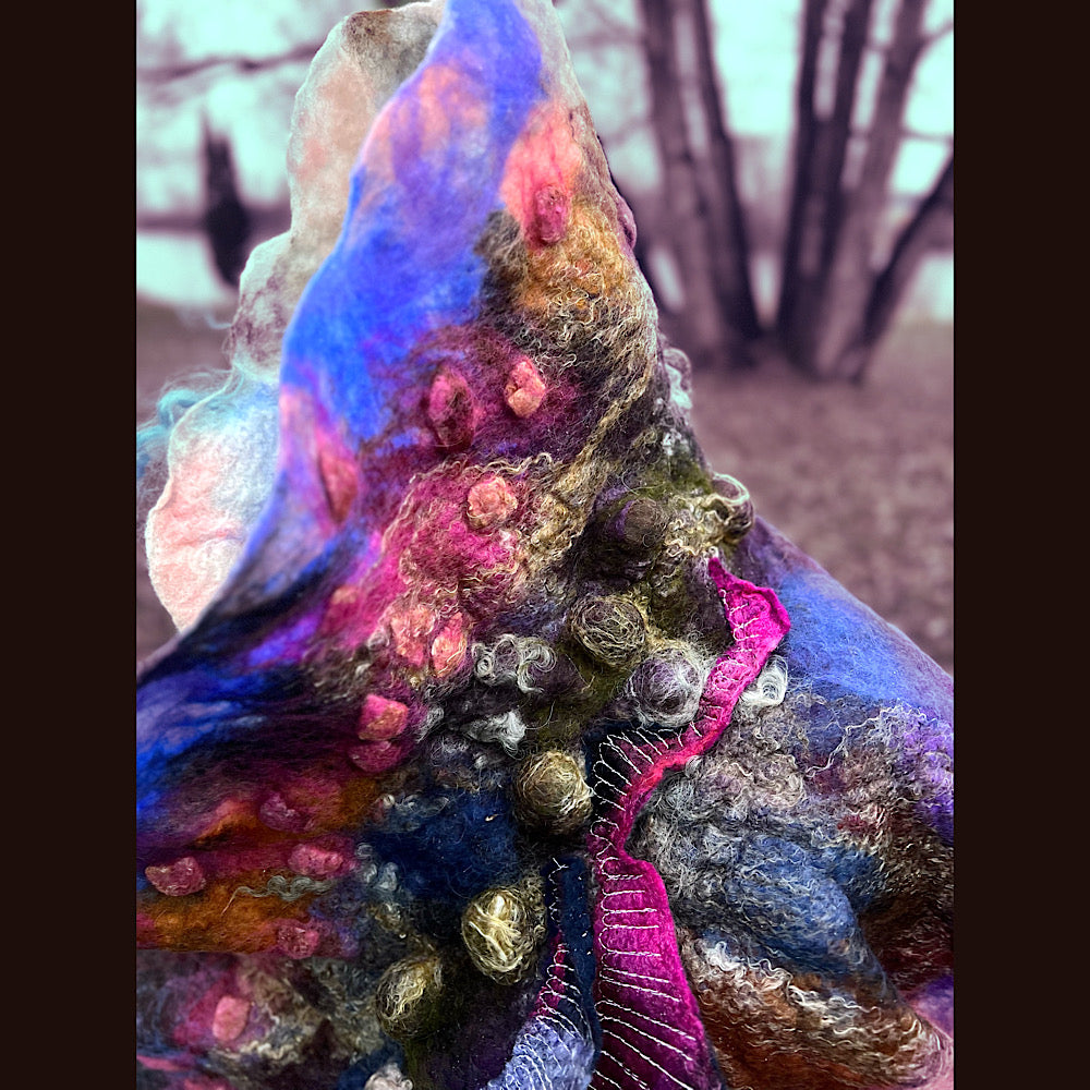 Soleil d’hiver felted scarf 75” X 18”