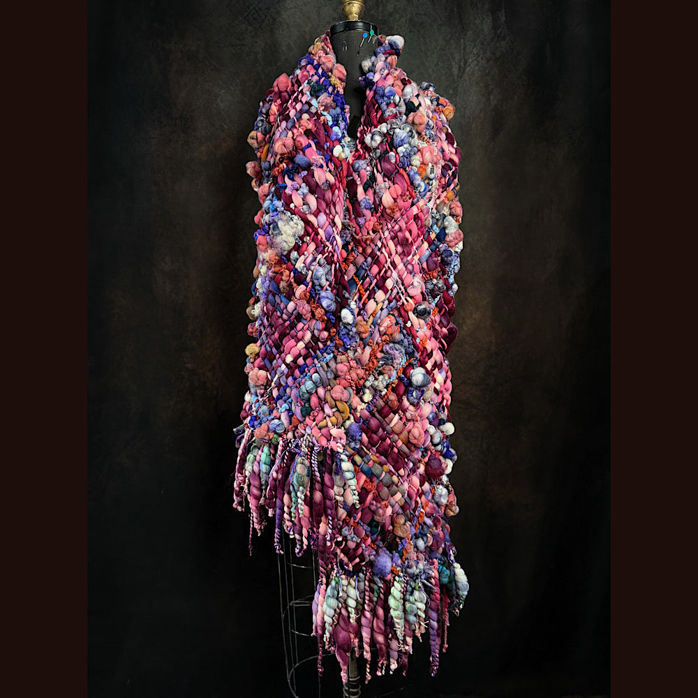 Handmade wool Woven Scarf 88” X 11”