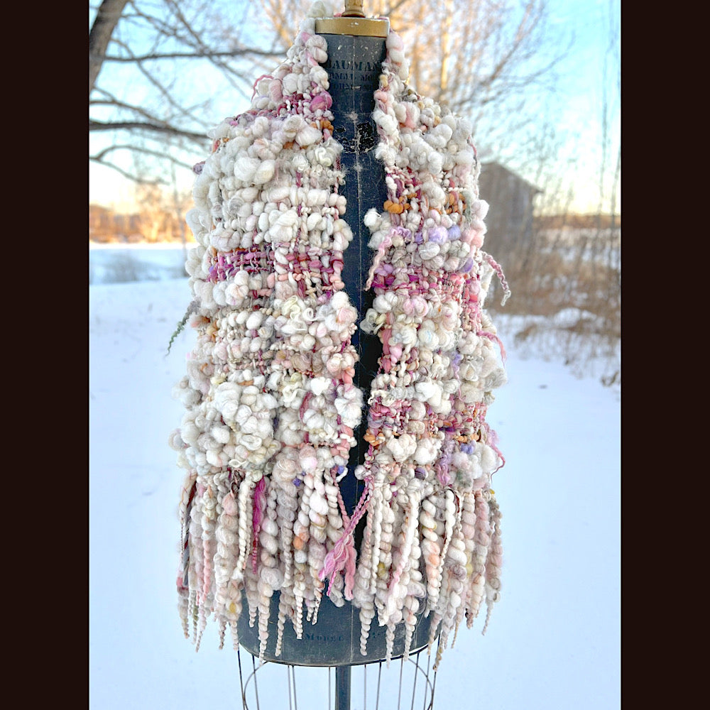 The Snow Rose Shawl  64” X 22”  1.3 pound