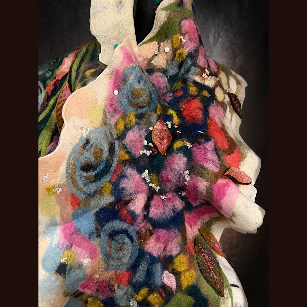 OOAK Handmade wool Felted Scarf 86” X 21”